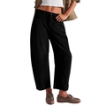 Detailed macro view of high-waisted black corduroy trousers with vertical striped texture - S / Black