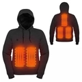 Felpa con cappuccio riscaldata USB nera unisex con cinque zone di riscaldamento - Taglia S / Top / Nero