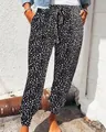 Women's summer joggers featuring black and white leopard animal print with drawstring waist - S / Black and White (A)