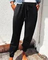 Women's dark grey leopard print joggers with drawstring elastic waist and cinched cuffs - S / Dark Gray Leopard (B)