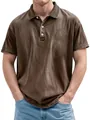 Polo homme en coton délavé vintage avec col classique et trois boutons en marron foncé - S / Hauts / Marron