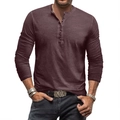Slim fit long sleeve tie-dye Henley shirt for men with vintage buttoned V-neck design - 3XL / Brown Red