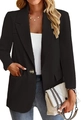 Women's slim fit black blazer jacket with notched lapel and single button closure - S / Black