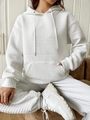 Survêtement blanc en maille gaufrée pour femme avec sweat à capuche et pantalon de jogging - S / Hauts / Blanc