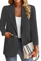 Women's slim fit dark grey blazer with notch lapels and amber button closure - S / Dark Gray
