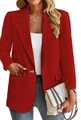 Slim fit red women's blazer with lapel collar and single button closure for casual style - S / Red