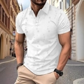 Men's white short sleeve polo shirt with circular cutout design for summer leisure - S / White