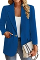 Slim fit royal blue blazer for women featuring classic lapels and a single button closure - S / Blue