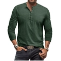 Men's slim fit long sleeve tie-dye Henley shirt in deep green with multi-button placket - 3XL / Army Green