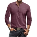 Slim fit long sleeve vintage purple tie-dye henley shirt with classic buttoned neck - 3XL / Burgundy