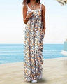 Gelber Sommer-Jumpsuit mit Blumendruck und verstellbaren Trägern für Boho-Urlaubslook - S / Gelb