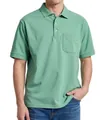 Vue détaillée du polo en coton avec patte de boutonnage et poche de poitrine gauche - S / Vert clair