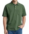 Détail du polo en coton vert olive avec poche sur la poitrine et col boutonné élégant - S / Vert Militaire