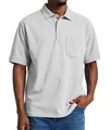 Detailweergave van de lichtgrijze katoenen poloshirt met borstzak en klassieke kraag - S / Zilver