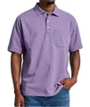 Détail du polo en coton lilas avec patte à trois boutons et une poche sur la poitrine - S / Mauve Clair