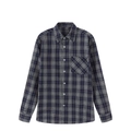 Classic mens vintage plaid long sleeve flannel shirt with chest pocket in navy and grey - S / Mixed Colors