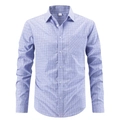 Camisa de cuadros azul y violeta para hombre con manga larga y un bolsillo frontal - S / Azul Cielo