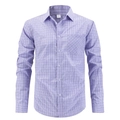 Camisa de manga larga para hombre a cuadros morado claro con cuello clásico y bolsillo - S / Violeta Claro
