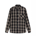 Classic men's long sleeve plaid shirt in black and brown with a front pocket - S (US Size) / Mixed Plaid Color