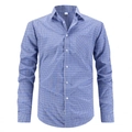 Klassisches blau-weiß kariertes Langarmhemd mit Button-Down und Brusttasche - S / Blau