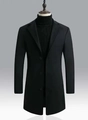 Classic black wool blend mid-length coat for men with a sleek three-button closure - XS / Black