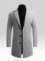 Mens light grey wool blend overcoat with notched lapels and classic three-button closure - XS / Light Gray