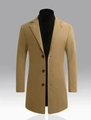 Classic camel men's wool blend overcoat with a notch lapel and a three-button closure - XS / Khaki