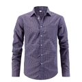 Camisa de vestir de manga larga para hombre a cuadros azul marino y naranja con bolsillo - S (Talla EE. UU.) / Azul Café