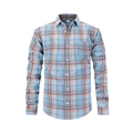 Klassisches blaues Flanell-Karo-Langarmhemd für Herren mit Brusttasche und Button-Down-Kragen - S (US Größe) / Hellblau Kariert