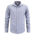 Klassisches blau-weiß gestreiftes Langarm-Herrenhemd mit Spreizkragen und Manschettenknöpfen - S / Blau
