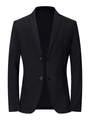 Detalle de un blazer negro clásico con solapa de muesca y cierre de dos botones - S (Talla EE. UU.) / Negro