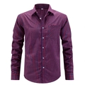 Camisa clásica de cuadros rojos, azules y blancos de manga larga con bolsillo de pecho - S (Talla EE. UU.) / Rojo