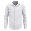 Camisa informal de negocios para hombre con rayas verticales grises en blanco - S / Verde Pálido