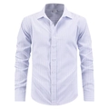 Camisa de hombre de manga larga con rayas verticales azules para negocios y casual - S / Azul