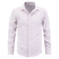 Camisa de rayas de manga larga para hombre, estilo de negocios informal, en blanco y naranja - S / Rosa