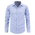 Herren Business-Freizeithemd langarm mit blau-weißen Längsstreifen und klassischem Button-down-Kragen - S / Blau
