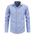 Camicia da uomo classica a righe blu a maniche lunghe con colletto e bottoni frontali - S / Blu
