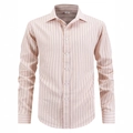 Camicia da uomo a maniche lunghe a righe arancione chiaro con sottili strisce blu scuro - S / Rosa