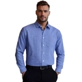 Camicia a quadri blu da uomo con maniche lunghe, taschino sul petto e collo a revers - S / Blu