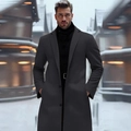 Men's dark gray wool blend trench coat in a slim fit mid-length business casual style - XS / Dark Gray