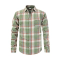 Men's business casual long sleeve flannel striped shirt in green and orange plaid - S / Mixed Colors