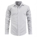 Klassisches weißes Herren-Langarm-Streifenhemd mit Button-up-Kragen und Manschetten - S / Schwarz und Weiß