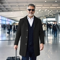 Manteau noir élégant coupe ajustée pour hommes, style business décontracté printemps et automne - XS / Noir