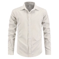 Chemise rayée homme décontractée à manches longues marron clair avec col à pointes classique - S / Kaki