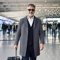 Manteau élégant mi-long en laine grise pour hommes avec col à revers et coupe ajustée - XS / gris foncé