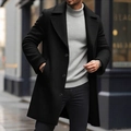 Slim fit men's black mid-length trench coat with classic lapel in business style - XS / Black