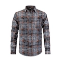 Camisa clásica de manga larga para hombre resistente a arrugas con textura de franela - S / Cuadros Marrón Gris