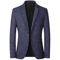 Chaqueta de traje casual para hombre azul marino con dos botones y solapa de muesca - S / Azul marino