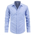 Klassisches Herrenhemd mit blau-weißen Streifen und Langarm aus hochwertigem Baumwollmix - S (US Größe) / Himmelblau