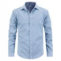 Klassisches gestreiftes Langarm-Herrenhemd in Blau-Weiß mit schickem spitzem Kragen - S / Blau